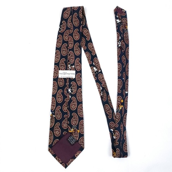 Vintage Walt Disney Mickey Mouse Donald Duck Pluto Goofy Paisley Silk Tie Men's - Picture 3 of 6